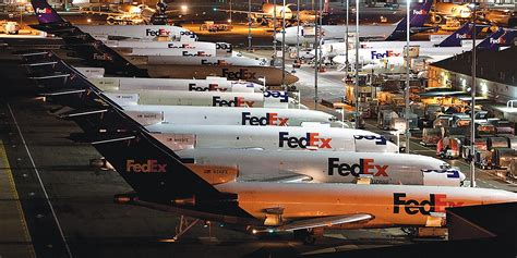 FedEx Express SuperHub nighttime cargo sorting operations in Memphis