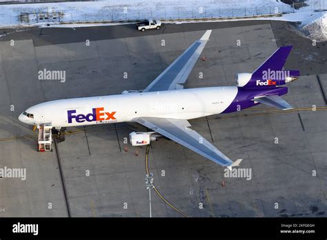 FedEx McDonnell Douglas MD-11F cargo aircraft loading operations
