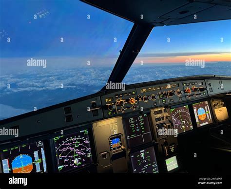 ferry flight Airbus cockpit view during repositioning flight over US airspace