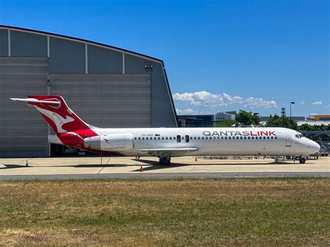 Final QantasLink Boeing 717 landing at Canberra on retirement flight in October 2023