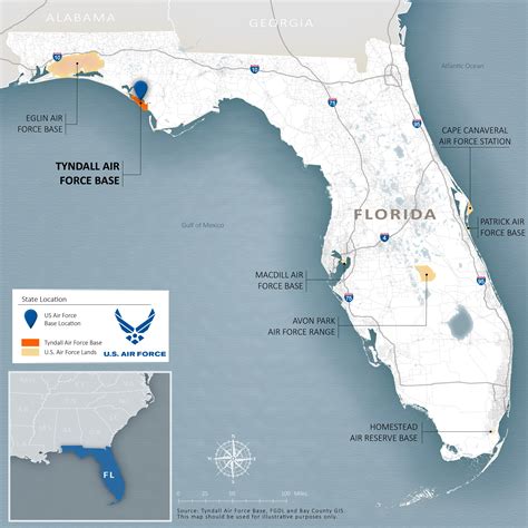 Florida military aviation network showing Homestead, Eglin, Tyndall, MacDill and Key West F-35 training locations
