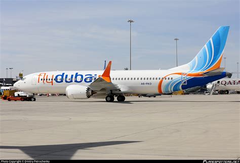 flydubai Boeing 737 MAX 8 parked at Dubai International Airport