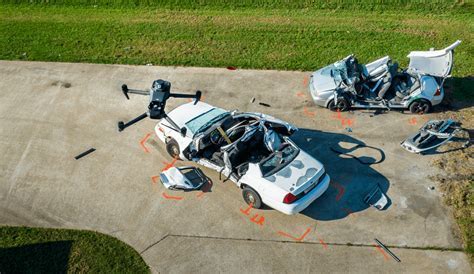 forensic technician extracting data from DJI drone crash site