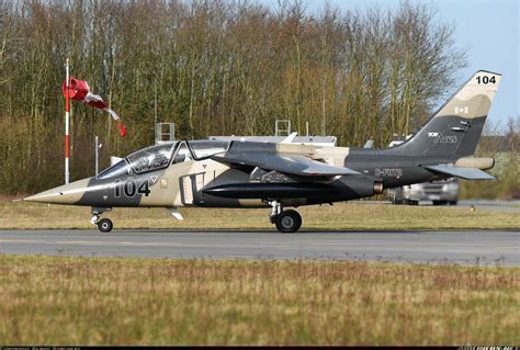 Former German Luftwaffe Alpha Jet flying in civilian Top Aces livery