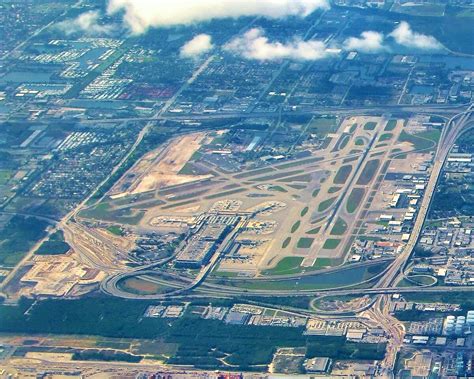Fort Lauderdale-Hollywood International Airport aerial view showing terminals and runways