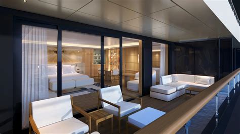 Four Seasons Yacht Seaview Suite interior with floor to ceiling windows