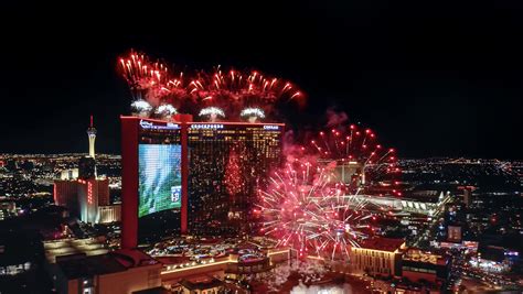 fourth of july fireworks in las vegas viewed from rooftop