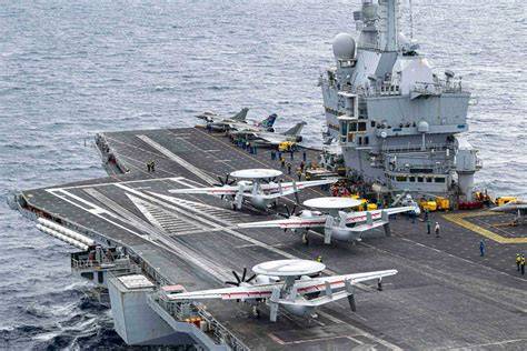 French Navy E-2C Hawkeye aboard Charles de Gaulle aircraft carrier airborne early warning mission