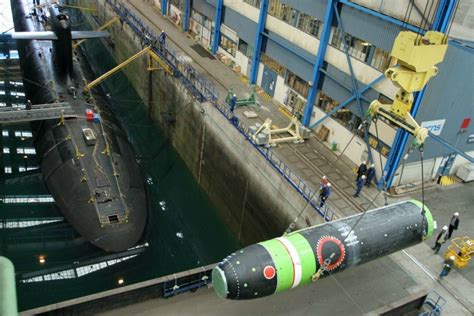 French Triomphant-class nuclear ballistic missile submarine at sea carrying M51 missiles