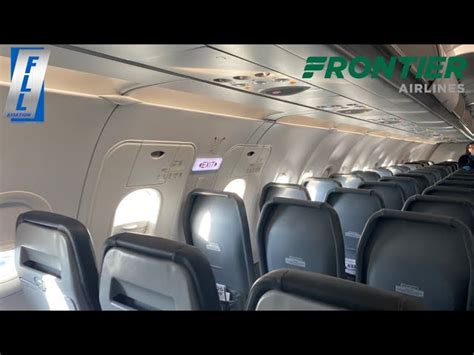 Frontier Airlines A320neo interior cabin with ultra-thin seats and slim aisle layout