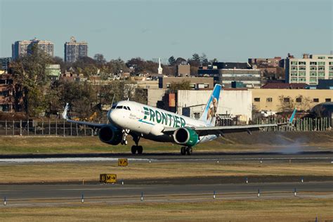 Frontier Airlines aircraft on runway