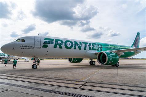 Frontier Airlines aircraft taxiing at Newark Liberty International Airport