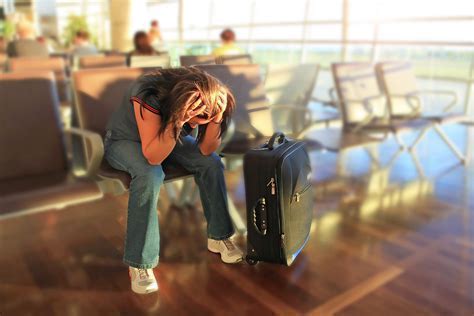frustrated traveler on phone with ctrip customer service at international airport