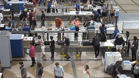frustrated travelers in long airport security line at RDU