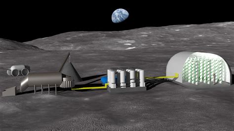 futuristic lunar base oxygen production facility solar powered