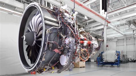 GE9X engine undergoing ground testing at GE Aviation facility