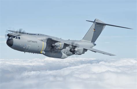 German Bundeswehr A400M flying over active deployment zone