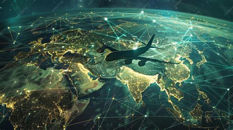 global air cargo network routes illuminated world map aviation logistics