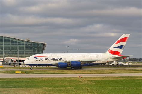 Global Airlines’ refurbished Airbus A380 taxiing at London Gatwick Airport