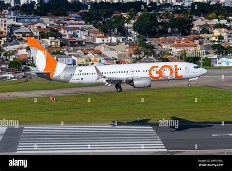 Gol Linhas Aéreas aircraft lineup at Congonhas Airport in evening light