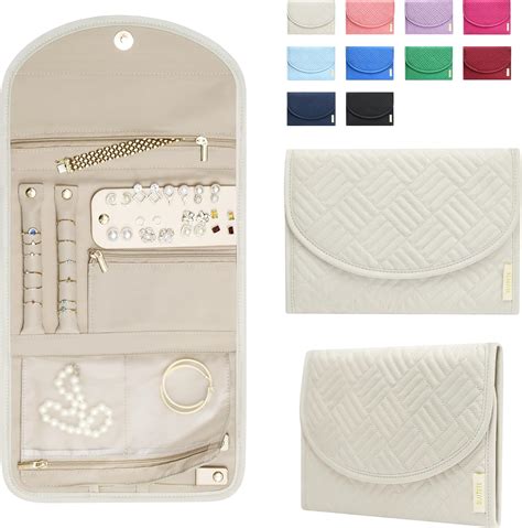 gold necklace stored carefully in travel jewelry pouch