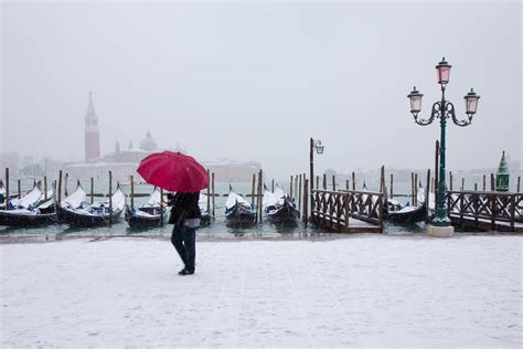 gondolas in Venice during winter holidays