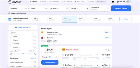 Google Flights metasearch booking interface showing price comparisons