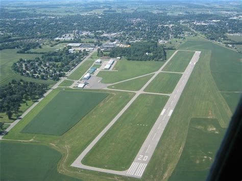 Grimes Field control tower and static aviation display in Urbana, Ohio