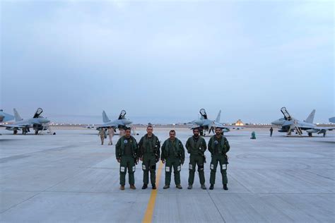 Ground crew servicing Eurofighter Typhoon in Kuwait Air Force hangar
