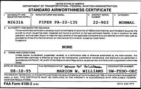 Grounded aircraft after revocation of FAA airworthiness certificate
