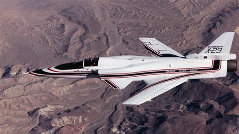 grumman X-29 at high angle of attack during test flight