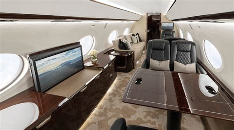 Gulfstream G800 interior lounge showing living areas with cabin altitude display