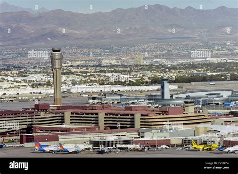 Harry Reid International Airport Las Vegas terminal with international aircraft