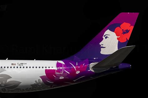 Hawaiian Airlines A330 Pualani tail and oneworld logo close-up