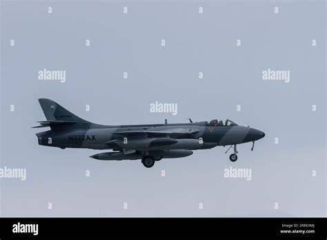 Hawker Hunter tactical training aircraft flying in modern contractor support role