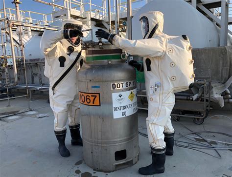 hazmat personnel handling hydrazine
