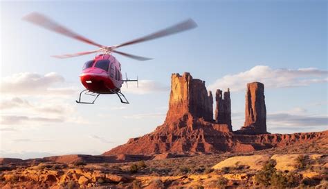 helicopter flying over remote landscape