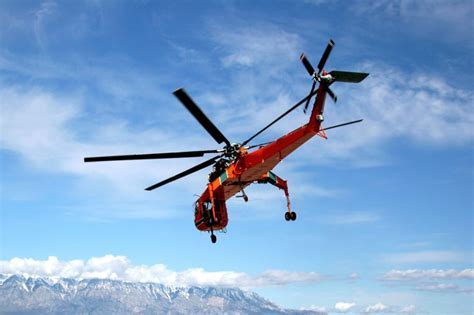 helicopter in mountain lift operation site