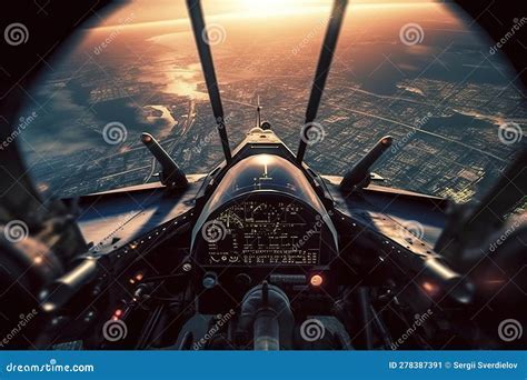 Helicopter pilot cockpit view flying over Los Angeles at sunrise