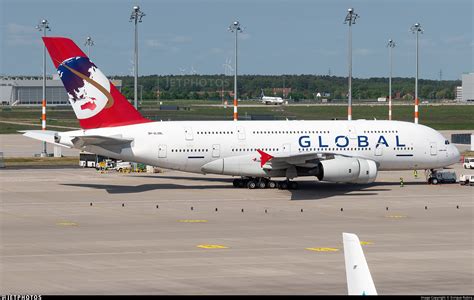 Hi Fly Malta Airbus A380 9H-GLOBL on transatlantic charter