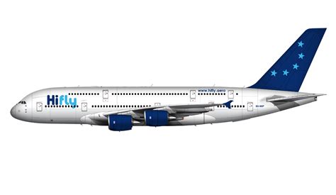 HiFly Airbus A380 with its distinctive livery in flight