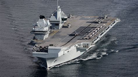 HMS Prince of Wales with F-35Bs conducting vertical landings during NATO exercise