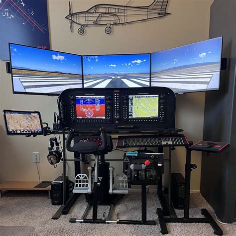 home-based IFR simulator setup with flight controls and approach plate open