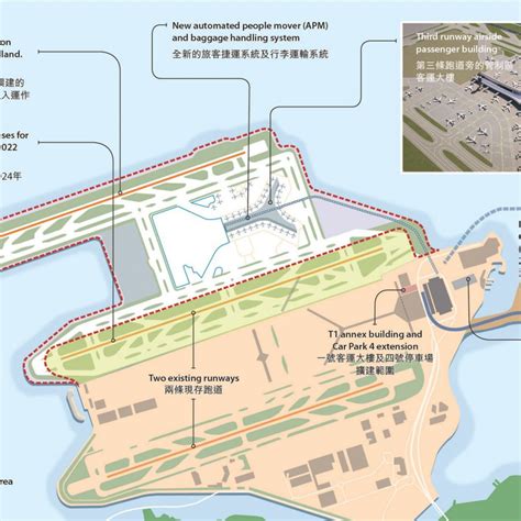 Hong Kong International Airport three-runway system with Cathay Pacific Cargo freighters