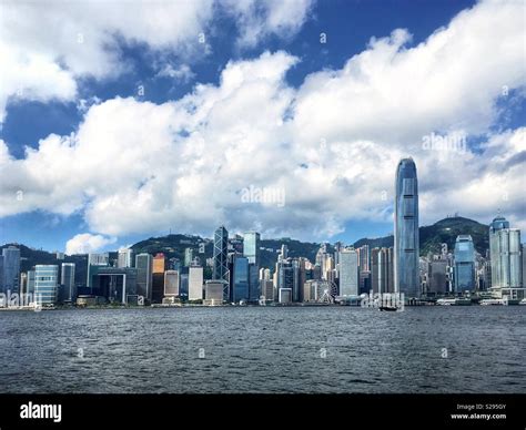 Hong Kong skyline viewed from arriving transpacific aircraft