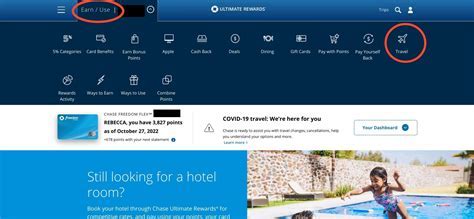 hotel booking through travel rewards portal