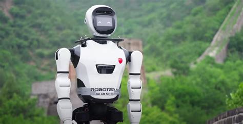 humanoid robot walking through Las Vegas airport terminal