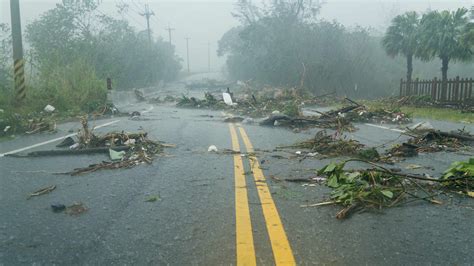 Hurricane debris blocking roads near a Florida beach resort