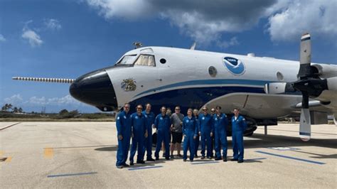 Hurricane Hunters aircraft flying through storm clouds during Florida hurricane season