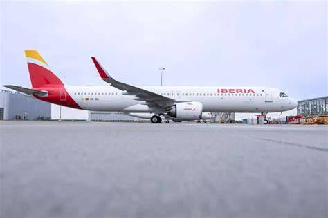 Iberia Airbus A321XLR crossing Atlantic long haul flight